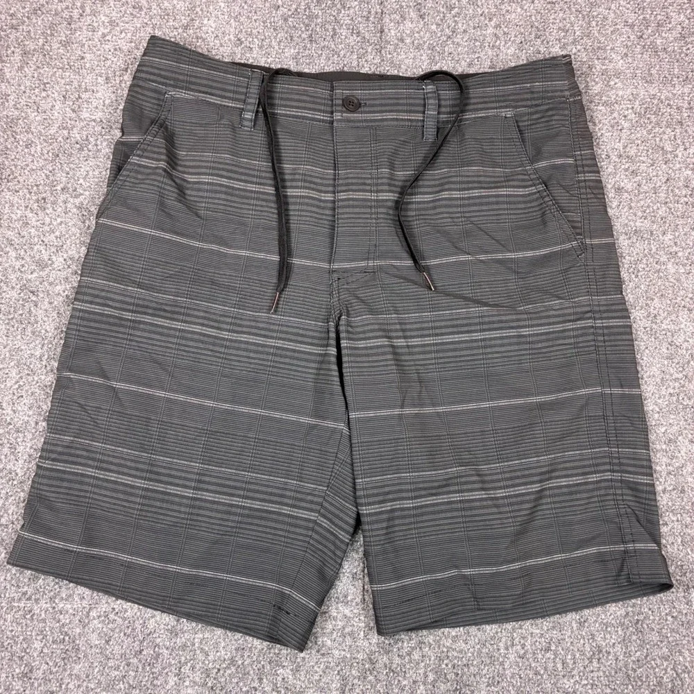 Mossimo Supply Co Mens Gray Plaid Hybrid Shorts Size W34 Board Shorts Drawstring